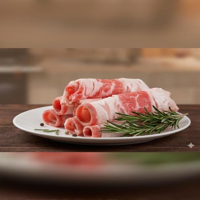 美國牛五花 卷片（原肉切片）1公斤,鮮味工坊